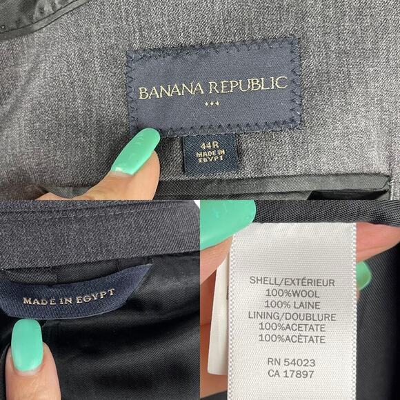 Banana Republic Men's Single Breasted Tailored Suit Jacket Dark Charcoal Sz 44R - Picture 15 of 16